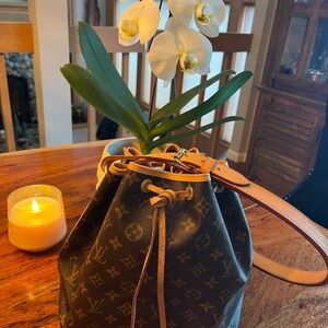 Louis Vuitton Brown Monogram Petit Noe Shoulder Bag - AUTHENTIC